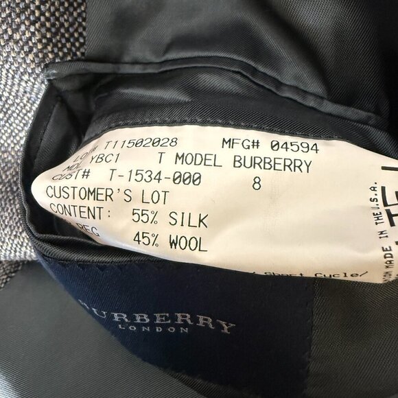 Burberry Silk Wool Blend Blazer Sports Coat Jacket Tweed Gray, Blue, Black Tan - Picture 3 of 14